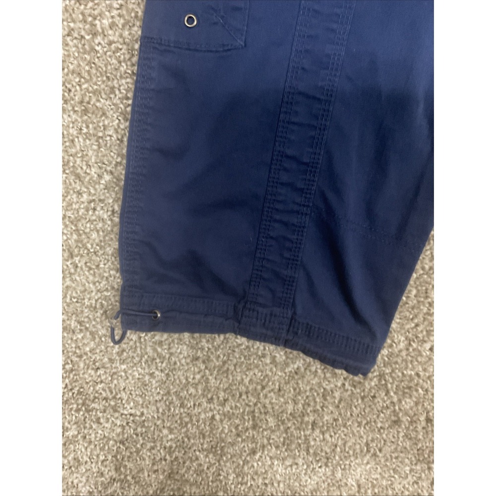 Style & Co Womens 10 Cargo Capri Pants Midrise Bungee Hem Uniform Blue - Picture 9 of 13